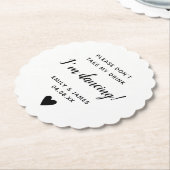 Trouwglas Topper Script Love Heart Scallop Kartonnen Onderzetters (Gekanteld)