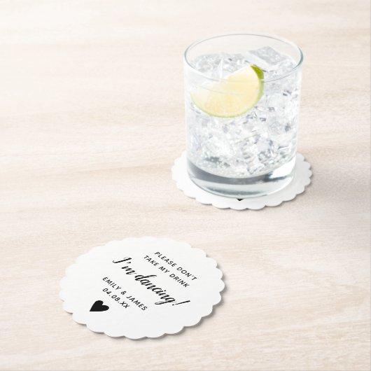 Trouwglas Topper Script Love Heart Scallop Kartonnen Onderzetters (Insitu)