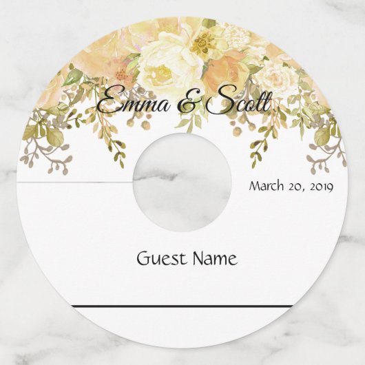 Trouwgoud Bloemmarker Wijnglas Labels (Voorkant)