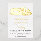 Trouwgoud folie Eenvoudige Elegante Ringen Folie Uitnodiging (Voorkant)