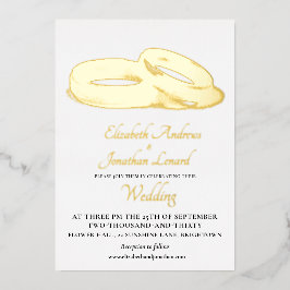 Trouwgoud folie Eenvoudige Elegante Ringen Folie Uitnodiging