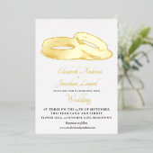 Trouwgoud folie Eenvoudige Elegante Ringen Folie Uitnodiging (Staand Voorkant)