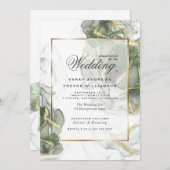 Trouwgoud gedempt salie groene inkt C Kaart (Voorkant / Achterkant)