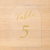 Trouwgoud glitter elegant acryl tafel nummer acryl uitnodigingen (Voorkant)
