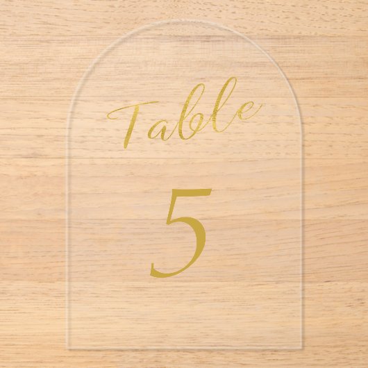 Trouwgoud glitter elegant acryl tafel nummer acryl uitnodigingen (Voorkant)