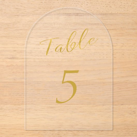 Trouwgoud glitter elegant acryl tafel nummer uitnodigingen (Voorkant)