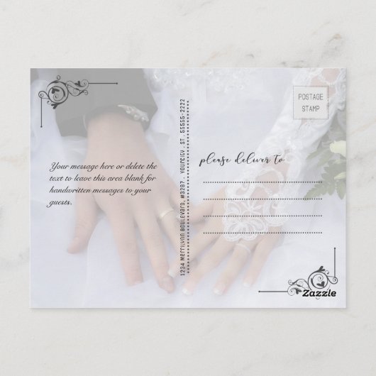 Trouwgoud HARTFELT BEDANKT, voor / achter foto's Briefkaart (Achterkant)