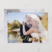 Trouwgoud HARTFELT BEDANKT voor/achter foto's Briefkaart (Voorkant / Achterkant)