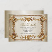 Trouwgoud  Rechthoek Dimond Flowers Shiny Informatiekaartje (Voorkant / Achterkant)