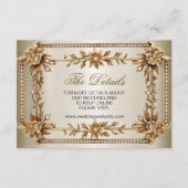 Trouwgoud Rechthoek Dimond Flowers Shiny Informatiekaartje (Voorkant)