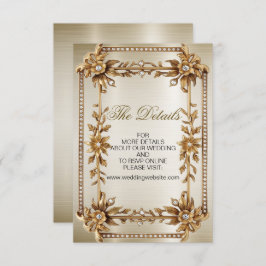 Trouwgoud  Rechthoek Dimond Flowers Shiny Informatiekaartje
