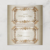 Trouwgoud  Rechthoek Dimond Flowers Shiny Plaatskaartje (Buitenkant ongevouwen)