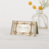Trouwgoud  Rechthoek Dimond Flowers Shiny Plaatskaartje (Achterkant)
