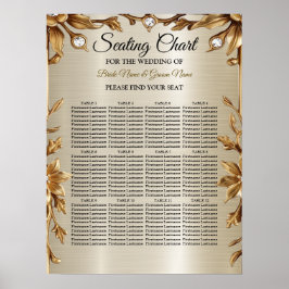 Trouwgoud  Rechthoek Dimond Flowers Shiny Poster