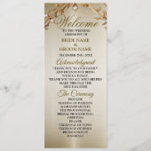 Trouwgoud Rechthoek Dimond Flowers Shiny Programmakaart (Voorkant)