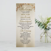 Trouwgoud Rechthoek Dimond Flowers Shiny Programmakaart (Staand voorkant)