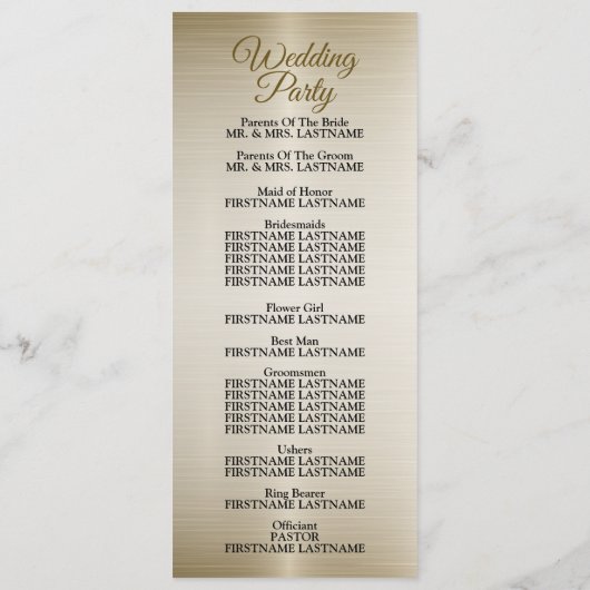 Trouwgoud  Rechthoek Dimond Flowers Shiny Programmakaart (Achterkant)