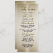 Trouwgoud  Rechthoek Dimond Flowers Shiny Programmakaart (Voorkant / Achterkant)