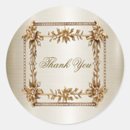 Trouwgoud  Rechthoek Dimond Flowers Shiny Ronde Sticker