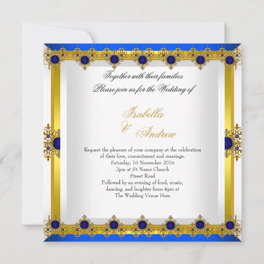 Trouwgoud Royal Blue Gem Wit Kaart (Achterkant)