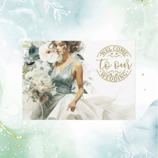 Trouwgoud Welkom Dusty Blue Eucalyptus Green Informatiekaartje