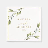 Trouwgroen blad Gouden Bladeren Klimop Servet (Voorkant)