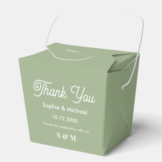Trouwgroen bruidstokje bedankdoosjes (Voorkant)