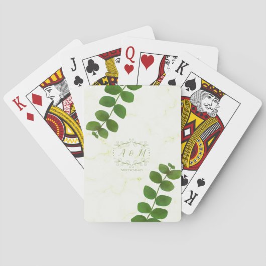 Trouwgroen Chic Pokerkaarten (Achterkant)