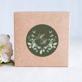 Trouwgroen Monogram Classic Custom Ronde Sticker