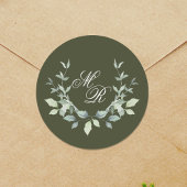 Trouwgroen Monogram Classic Custom Ronde Sticker