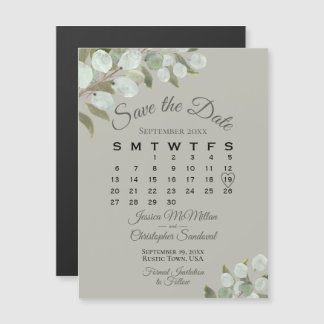 Trouwgroen Save the Date Calendar Olijfsalie Magnetische Uitnodiging