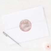 Trouwgunst Bedankt Naam Drip Rose Glitter Ronde Sticker (Envelop)