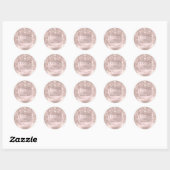 Trouwgunst Bedankt Naam Drip Rose Glitter Ronde Sticker (Vel)
