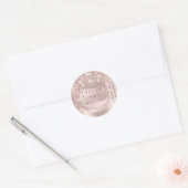 Trouwgunst Bedankt Naam Drip Rose Glitter Ronde Sticker (Envelop)