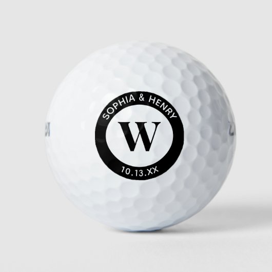 Trouwgunst Bruid Bruidegom Namen Monogram Initiaal Golfballen (Voorkant)