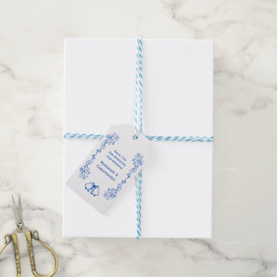 Trouwgunst Cadeautag Blauw Saffier Bellen Cadeaulabel
