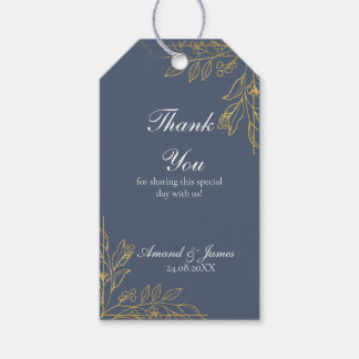 Trouwgunst Dank Je Wel in Navy Blauw en Goud Botan Cadeaulabel