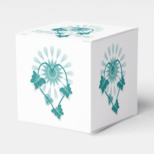 Trouwgunst Dozen Blauwgroen Vlinders Hart Bedankdoosjes (Voorkant Zijde)