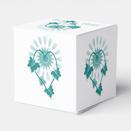 Trouwgunst Dozen Blauwgroen Vlinders Hart Bedankdoosjes (Achterkant)