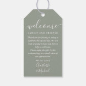 Trouwgunst Favoriete Welkomstmand Zak Sagegroen Cadeaulabel (Achterkant)