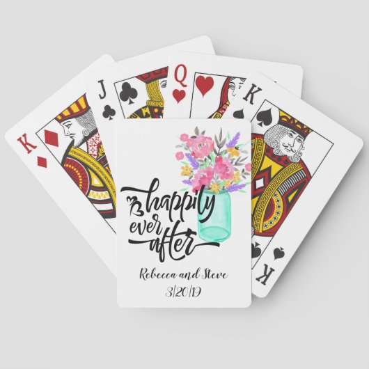 Trouwgunst Gift Bloemen Mason Jar Pokerkaarten (Achterkant)