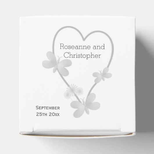 Trouwgunst Gift Box Zilveren Hart Vlinders Bedankdoosjes (Bovenkant)