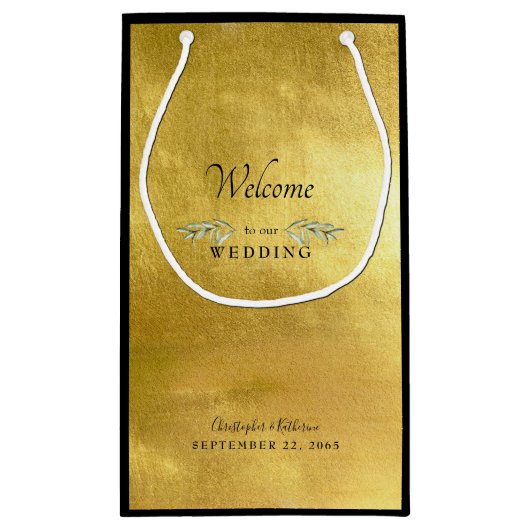 Trouwgunst Glam Metallic Goud & Zwart Custom SM Klein Cadeauzakje (Achterkant)