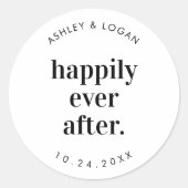 Trouwgunst Happily Ever After Ronde Sticker (Voorkant)