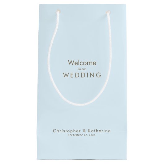 Trouwgunst Ice Blue Namen & Datum Klein Cadeauzakje (Voorkant)