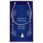 Trouwgunst Kleine Gift Bag Blauwe Bruid Groom Klein Cadeauzakje (Achterkant)