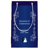 Trouwgunst Kleine Gift Bag Blauwe Bruid Groom Klein Cadeauzakje (Voorkant)