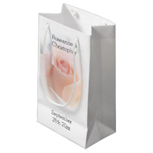 Trouwgunst Kleine Gift Bag Peach Roze Rosebud Klein Cadeauzakje