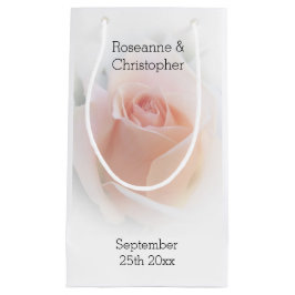 Trouwgunst Kleine Gift Bag Peach Roze Rosebud Klein Cadeauzakje