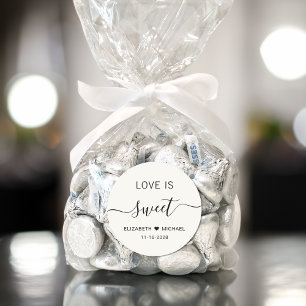Trouwgunst Love Is Sweet Crème Ronde Sticker